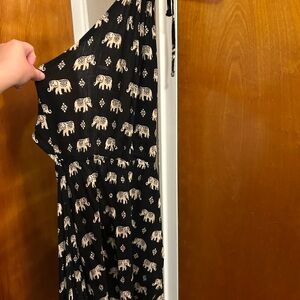 Forever 21 Black and Cream Elephant Pattern Dress